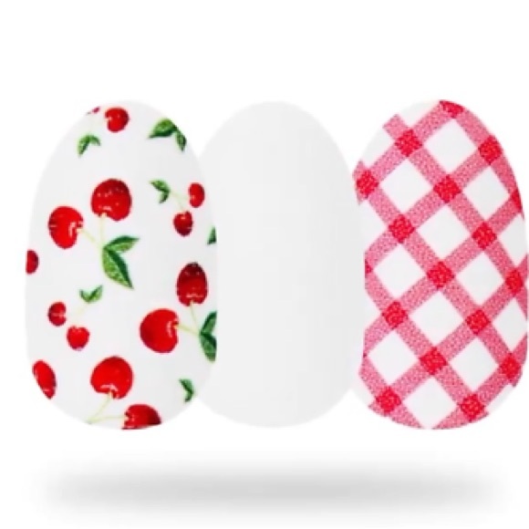 Color Street CHERRY-PICKED Red & White Cherry Cherries Nail Strip Set - Picture 1 of 7
